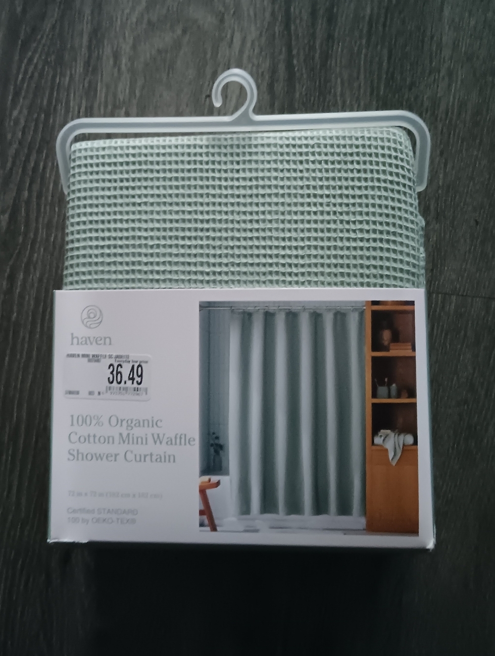 Organic cotton Mini Waffle Pattern Gauze Shower Curtain - Picture 2 of 2